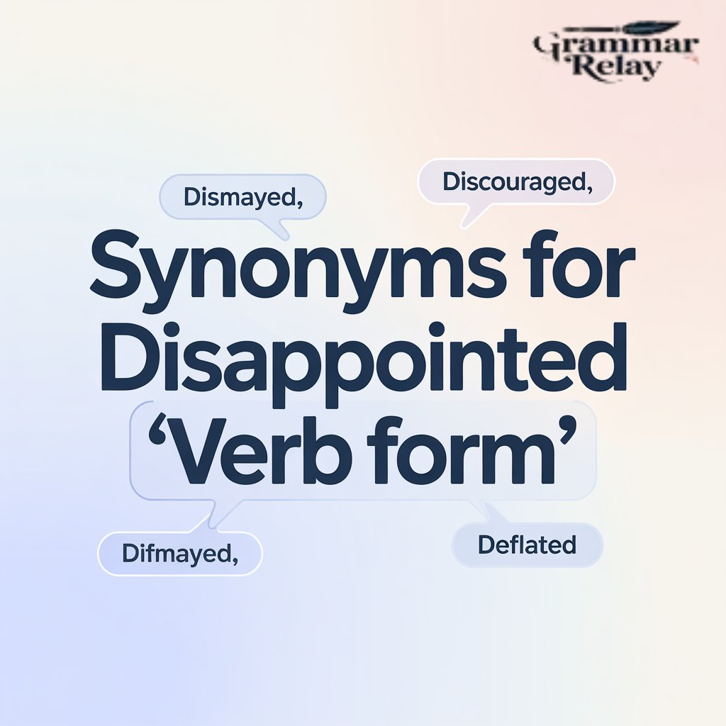 Synonyms for Disappointed "Verb Form"