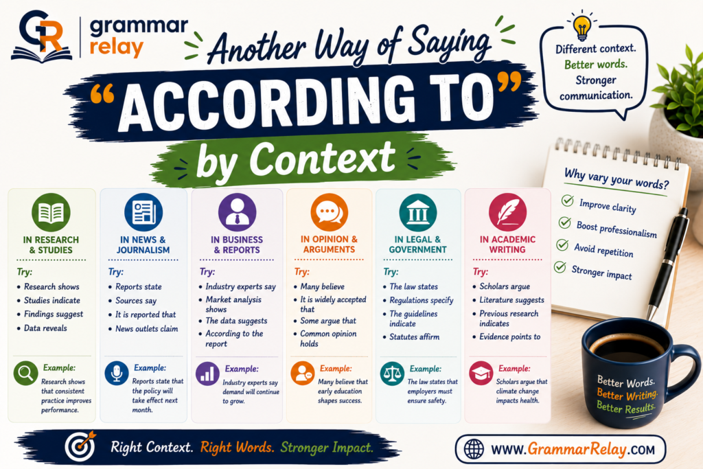 Another Way of Saying "According To" by Context
