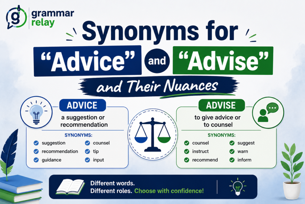 Synonyms for "Advice" and "Advise" and Their Nuances