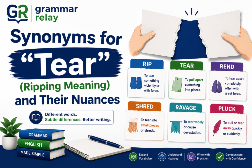 Synonyms for "Tear" (Ripping Meaning) and Their Nuances