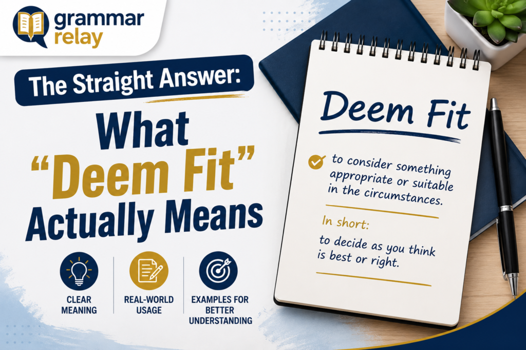 The Straight Answer: What "Deem Fit" Actually Means