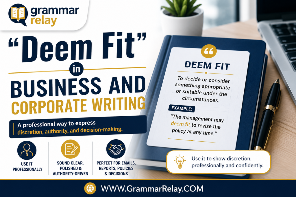 "Deem Fit" in Business and Corporate Writing