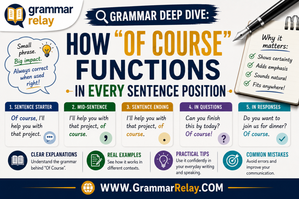 Grammar Deep Dive: How "Of Course" Functions in Every Sentence Position
