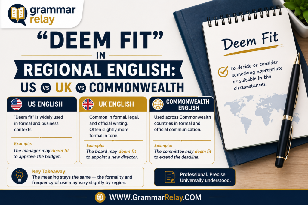 "Deem Fit" in Regional English: US vs UK vs Commonwealth