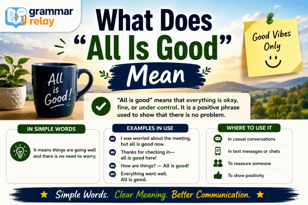 What Does "All Is Good" Mean
