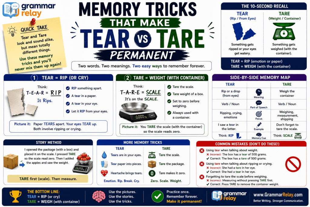 Memory Tricks That Make Tear vs Tare Permanent